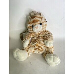 Fun Zone Cat Kitten Kitty Plush Stuffed Animal Back Pack Bag Zip Pouch NEW